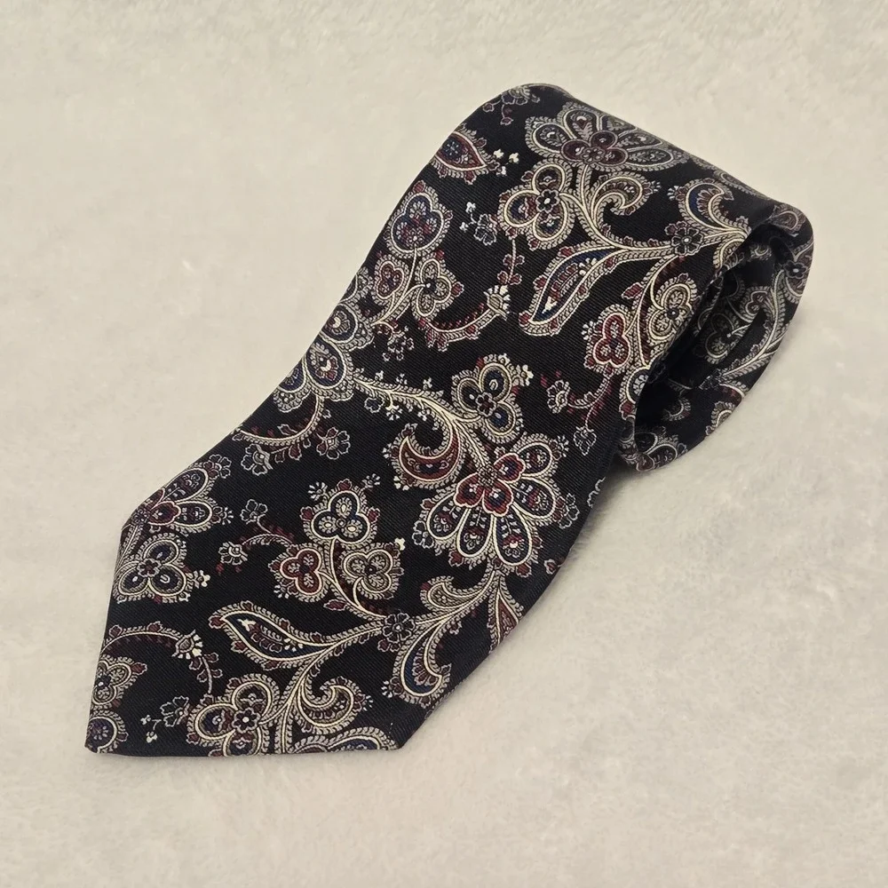 Vtg Christian Dior Monsieur Silk Tie Paisley Floral Italian Silk Made in USA